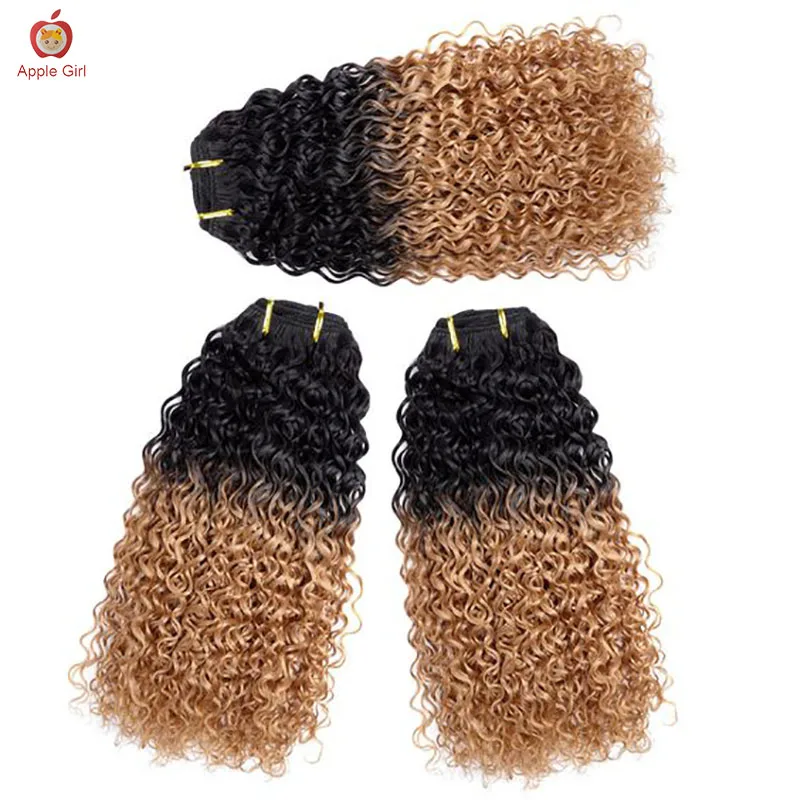 Коричневые кудрявые пучки человеческих волос, предварительно окрашенные Бразильские пряди Remy для наращивания человеческих волос, 3 или 4 пучка для женщин Изображение 2
