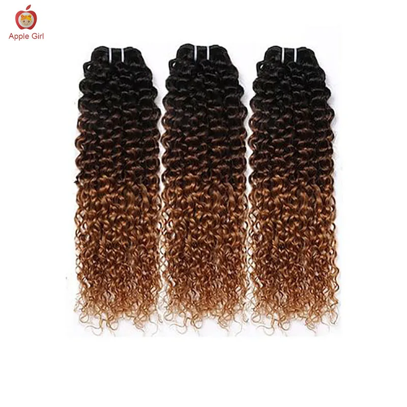 Коричневые кудрявые пучки человеческих волос, предварительно окрашенные Бразильские пряди Remy для наращивания человеческих волос, 3 или 4 пучка для женщин Изображение 5