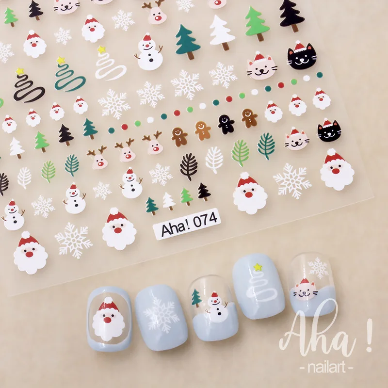 1шт Рождественская наклейка для дизайна ногтей в виде снежинки с Санта-Лосем, 3D Самоклеящиеся наклейки-слайдеры, Рождественские Зимние наклейки для дизайна ногтей, мультяшные наклейки Изображение 3