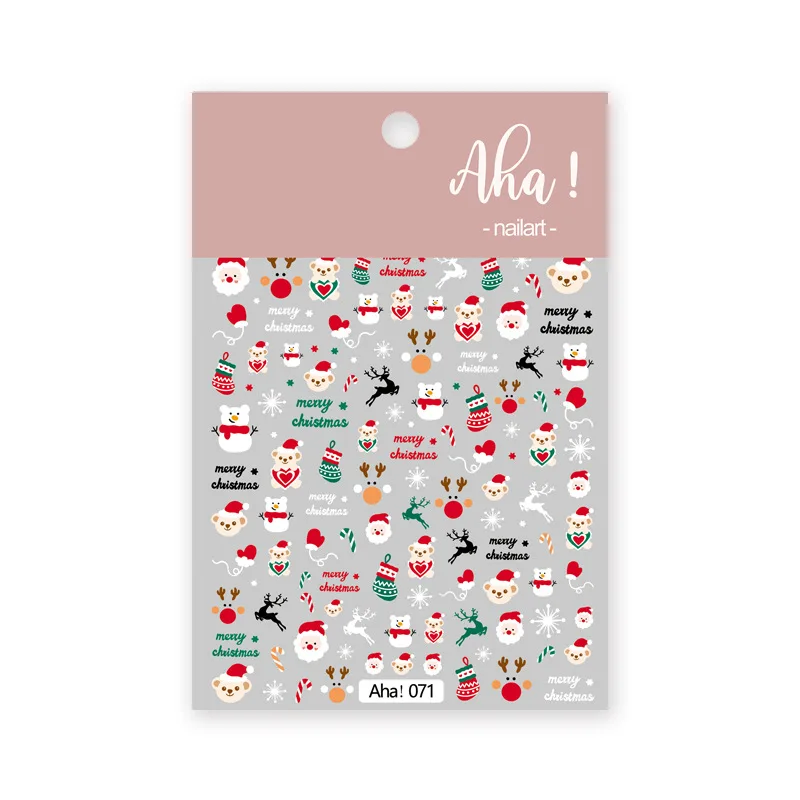 1шт Рождественская наклейка для дизайна ногтей в виде снежинки с Санта-Лосем, 3D Самоклеящиеся наклейки-слайдеры, Рождественские Зимние наклейки для дизайна ногтей, мультяшные наклейки Изображение 5