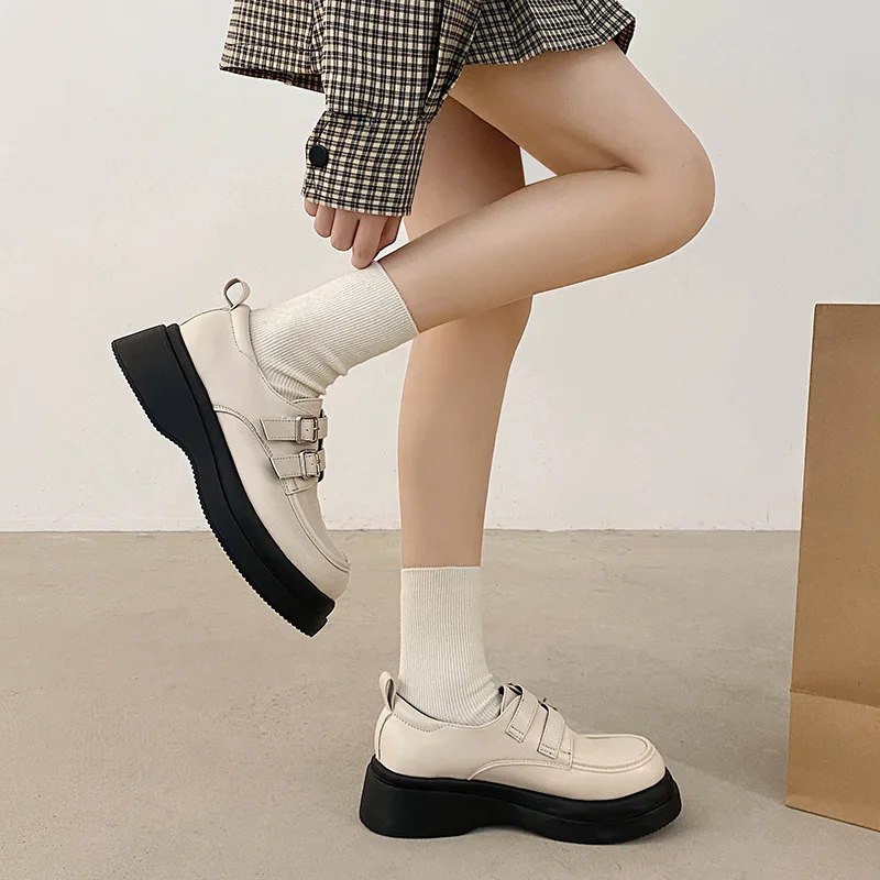 Летняя Женская обувь, Универсальные Белые Кроссовки С круглым носком И мелким Носком, Оксфорды, Женская Обувь, Сабо На платформе, Modis 2023 N Изображение 3