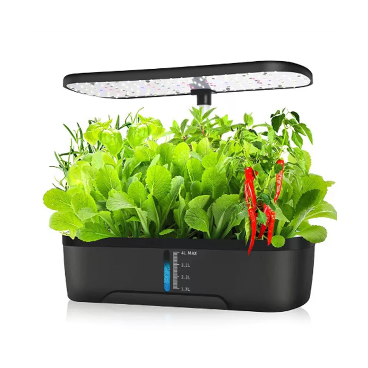 Система выращивания гидропоники, 12 стручков, комнатный сад с травами, сеялка для выращивания растений со светодиодной подсветкой, черная, штепсельная вилка ЕС Изображение 4