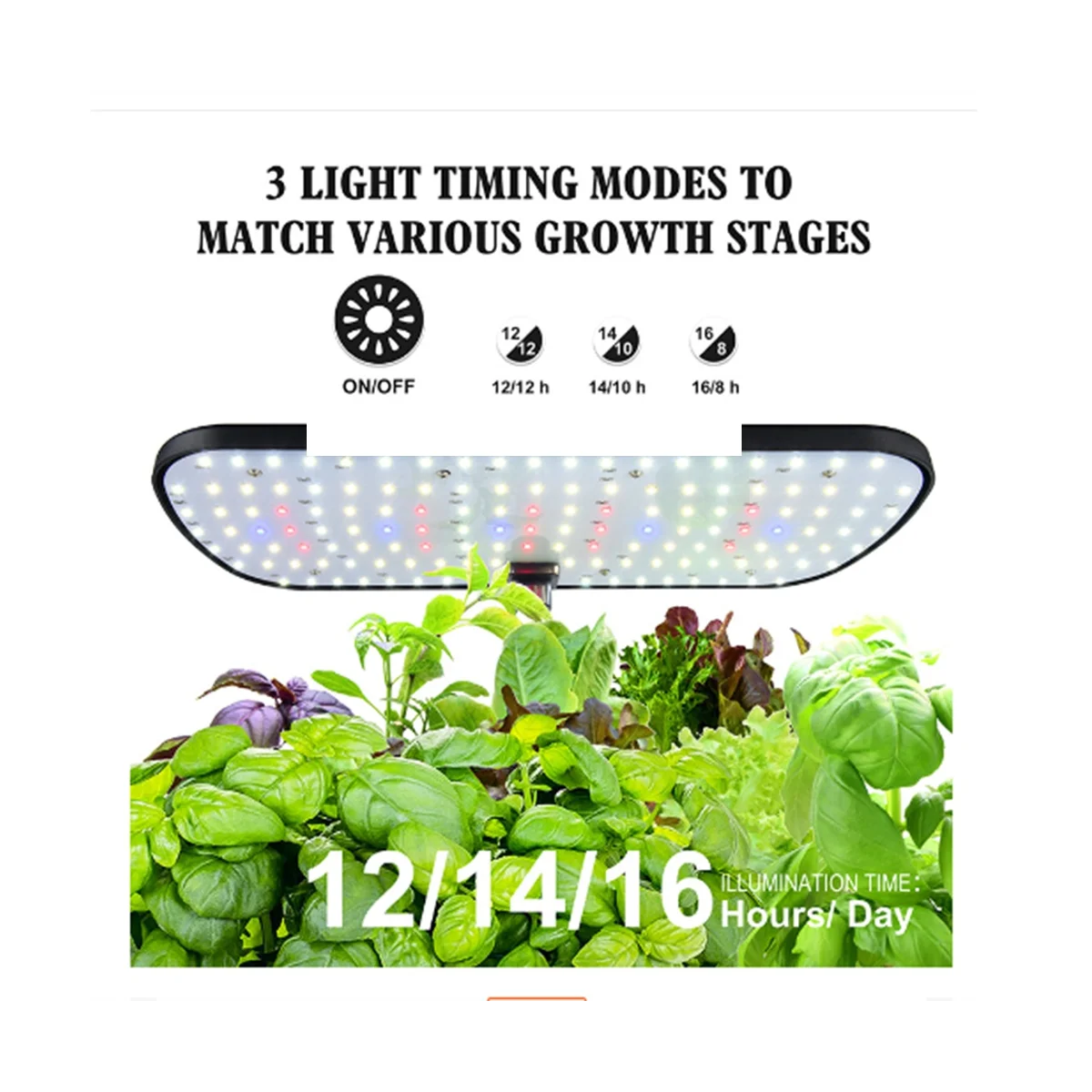 Система выращивания гидропоники, 12 стручков, комнатный сад с травами, сеялка для выращивания растений со светодиодной подсветкой, черная, штепсельная вилка ЕС Изображение 5