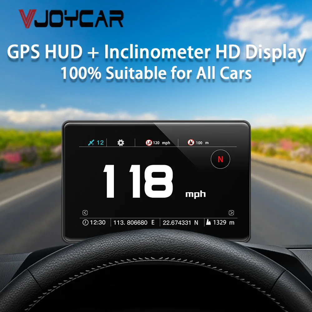 Vjoycar 2 В 1 Автомобильный GPS HUD С Полным сенсорным экраном, Многофункциональный Головной дисплей, Измеритель уклона внедорожника 4x4, Инклинометр Тангажа, Крена Изображение 0
