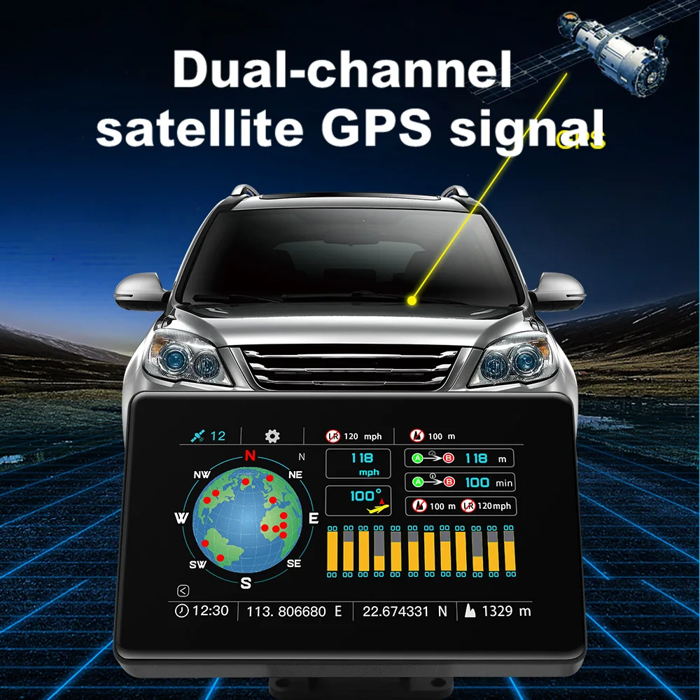 Vjoycar 2 В 1 Автомобильный GPS HUD С Полным сенсорным экраном, Многофункциональный Головной дисплей, Измеритель уклона внедорожника 4x4, Инклинометр Тангажа, Крена Изображение 1