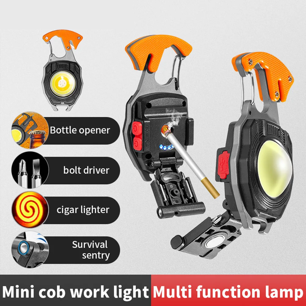 Мини COB светодиодный фонарик Карманный фонарик USB Перезаряжаемый Брелок Световая Отвертка Аварийный Ключ для выживания Молоток Рабочая Лампа Изображение 1
