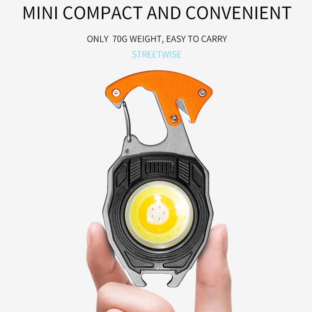 Мини COB светодиодный фонарик Карманный фонарик USB Перезаряжаемый Брелок Световая Отвертка Аварийный Ключ для выживания Молоток Рабочая Лампа Изображение 3