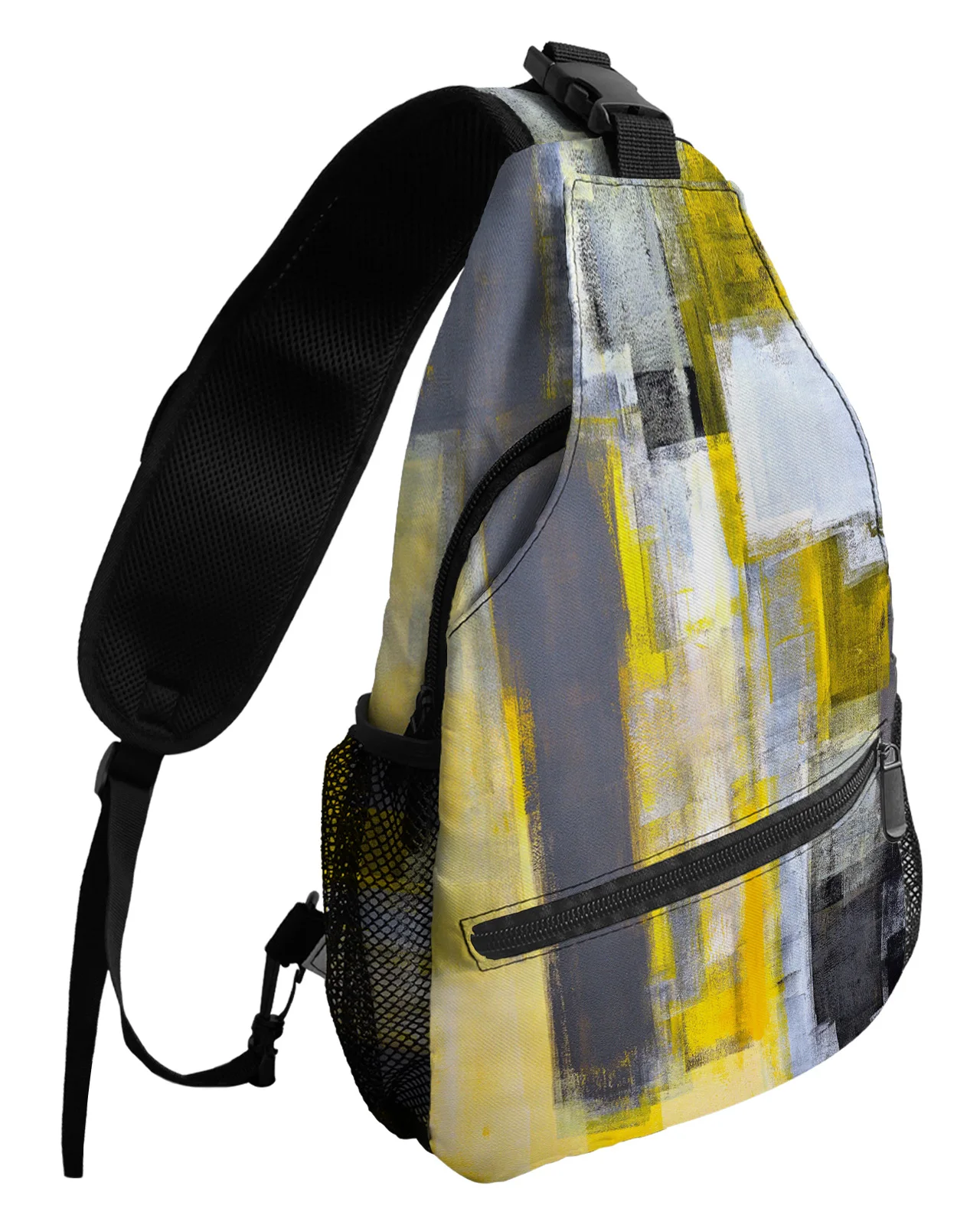 Картина маслом Абстрактные геометрические желтые нагрудные сумки для женщин и мужчин, водонепроницаемые сумки-мессенджеры, спортивная сумка через плечо на одно плечо Изображение 0