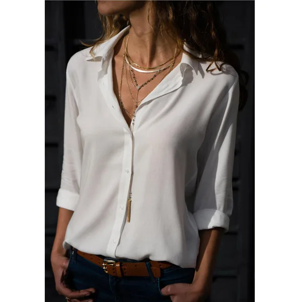 Женская модная однотонная женская рубашка с длинными рукавами и глубоким V-образным вырезом на пуговицах, Весна 2024, Женские рубашки в корейском стиле, блузки Y2k Изображение 3