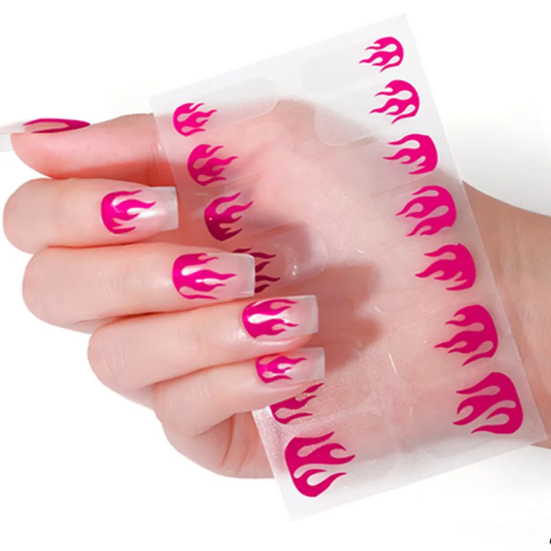 1 Лист Очаровательной 3D наклейки для ногтей с Розовым Пламенем, полное покрытие, Женская мода, дизайн ногтей, Маникюр, Корейские украшения, Принадлежности для ногтей Изображение 0