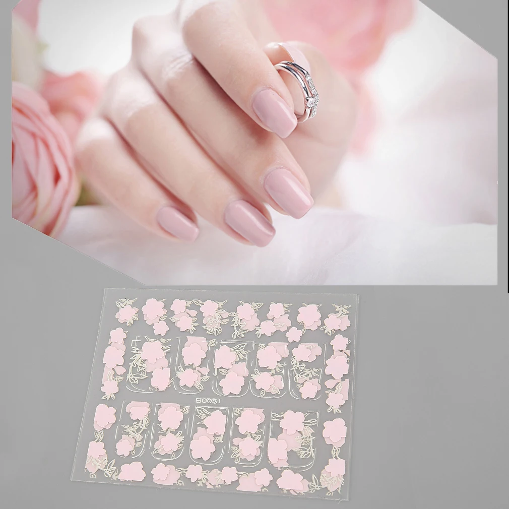 12 Стилей 3D Наклейки Для Ногтей С Тиснением Розовые Цветы Дизайн Ногтей Наклейка Советы Наклейки Лист Маникюрный Инструмент Изображение 0