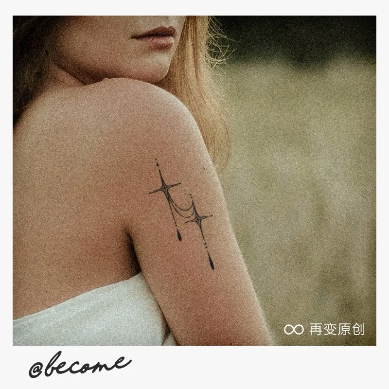 @become Grace Простая полупостоянная водонепроницаемая наклейка с травяной татуировкой на ключице руки в стиле ins Simple Изображение 1
