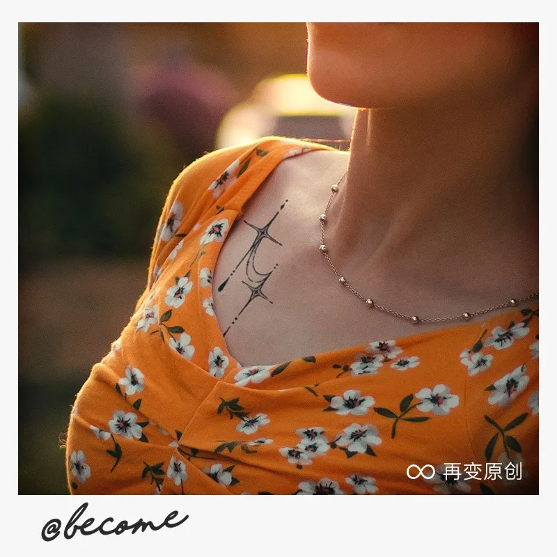 @become Grace Простая полупостоянная водонепроницаемая наклейка с травяной татуировкой на ключице руки в стиле ins Simple Изображение 2