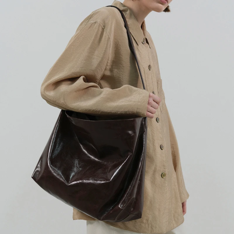 Женская сумка MEDIOW, роскошные дизайнерские сумки и сумки через плечо, ретро-искусственная кожа, блестящие масляно-восковые сумки через плечо большой емкости Изображение 1