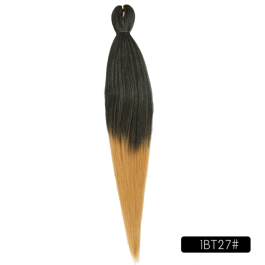 Similler 26 дюймов Легкое синтетическое плетение волос, предварительно растянутые прямые волосы цвета Яки, цвет омбре, гигантские косички для волос Изображение 1