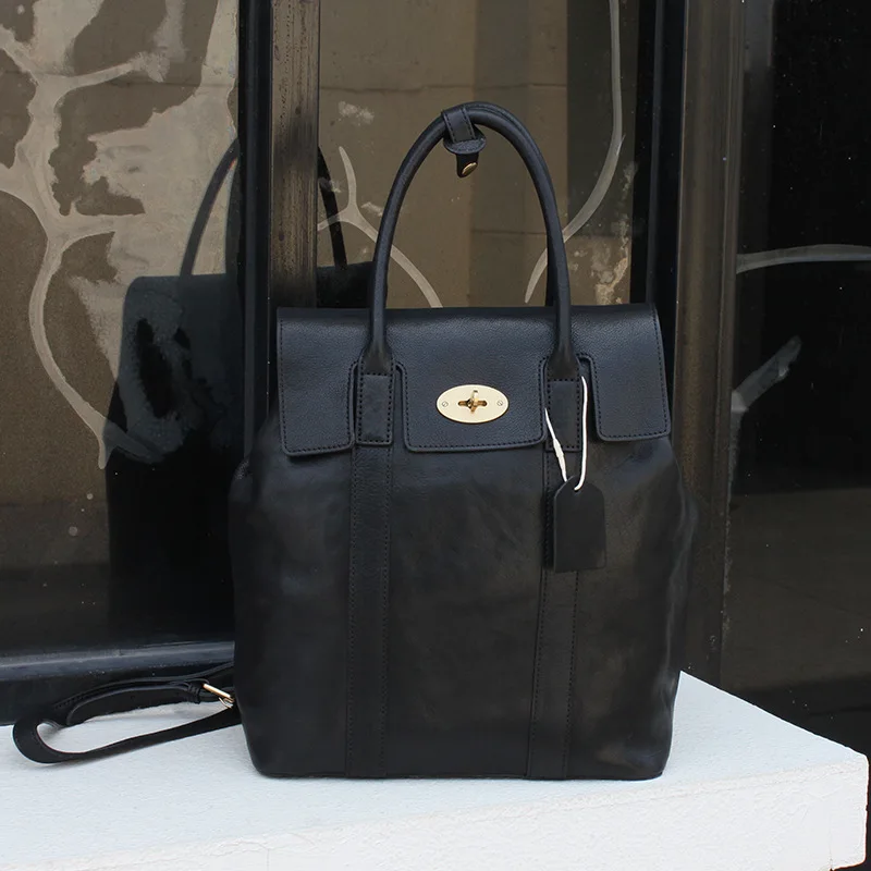 Женская сумка из кожи растительного дубления, сумка-тоут большой емкости, сумка для поездок на работу и отдыха, компьютерный рюкзак из воловьей кожи верхнего слоя Изображение 1