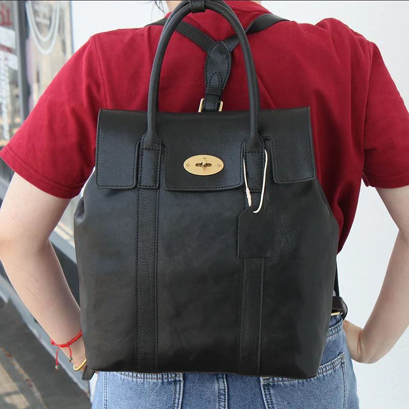 Женская сумка из кожи растительного дубления, сумка-тоут большой емкости, сумка для поездок на работу и отдыха, компьютерный рюкзак из воловьей кожи верхнего слоя Изображение 5