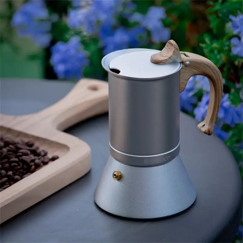 Алюминиевая кофеварка на 6/12 чашек Home Moka Pot Итальянская плита и индукционная плита Чайник-перколятор для эспрессо Moka Latte Изображение 1