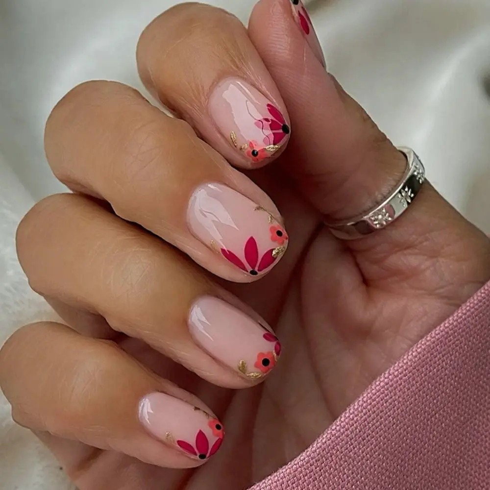 Длинные Квадратные накладные ногти, модная съемная печать на ногтях с полным покрытием, французские накладные ногти Для женщин и девочек Изображение 2