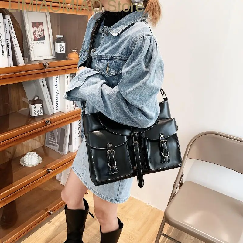 Новая ретро-сумка с несколькими карманами, сумки через плечо из искусственной кожи для женщин, хит-тренд, женская брендовая модная боковая сумка, сумка через плечо Изображение 3