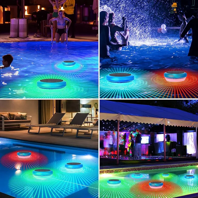 2 ШТ. солнечных плавающих светильников для бассейна, водонепроницаемых RGB-изменяющих цвет плавающих светильников для бассейна, пруда, спа, гидромассажной ванны Изображение 1