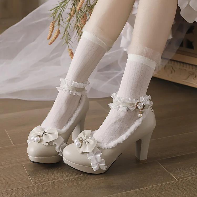 Женские резиновые сапоги, женская обувь с круглым носком, роскошные дизайнерские непромокаемые женские белые туфли на высоком каблуке до середины икры, модные Римские туфли-лодочки из флока, P Изображение 1