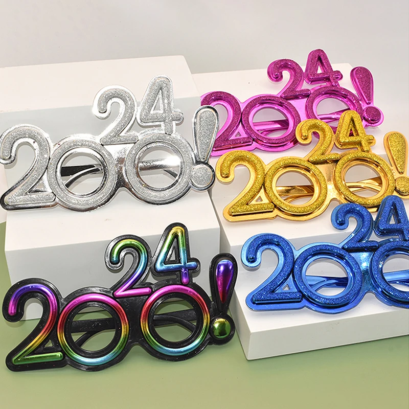Счастливого Нового Года Украшения Для Дома 2024 Новогодняя Вечеринка Очки Реквизит Для Фотосъемки Взрослых Детей Забавные Очки С Цифрами Изображение 0