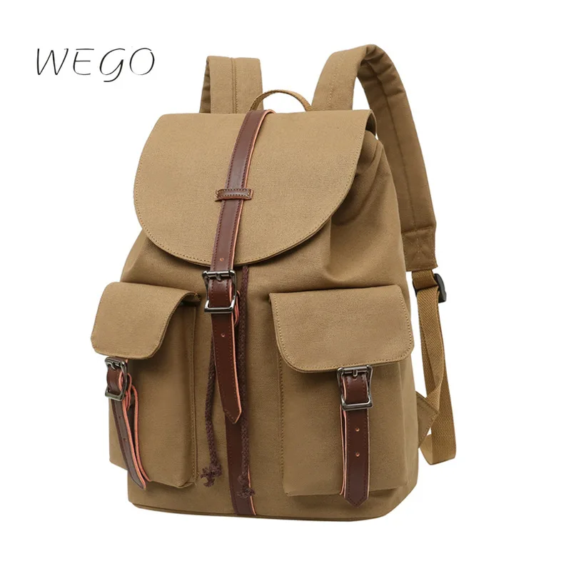 Модный брезентовый рюкзак в стиле ретро, женская сумка с пряжкой большой емкости, мужская трендовая студенческая сумка, дорожные рюкзаки Изображение 0