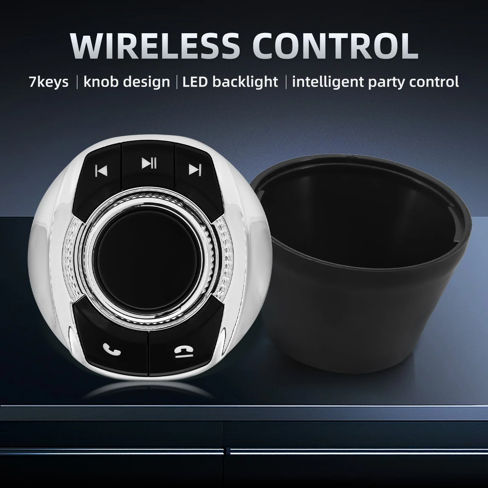Универсальный беспроводной автомобильный кнопочный переключатель рулевого колеса для Android, Автомагнитола, Мультимедийная навигация, 8 клавиш, Кнопка управления формой чашки Изображение 1