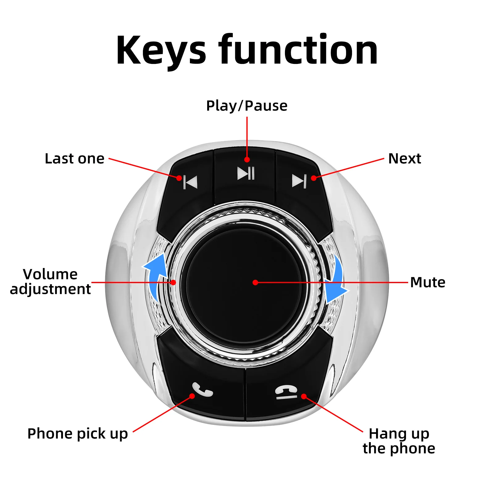 Универсальный беспроводной автомобильный кнопочный переключатель рулевого колеса для Android, Автомагнитола, Мультимедийная навигация, 8 клавиш, Кнопка управления формой чашки Изображение 3